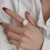 St. Delan Simple Fashion Square Gold and White Stainless Steel Ring