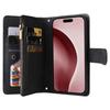 For iPhone 16 Pro Case Leather Folio Wallet Phone Cover with Stand Zipper Pocket