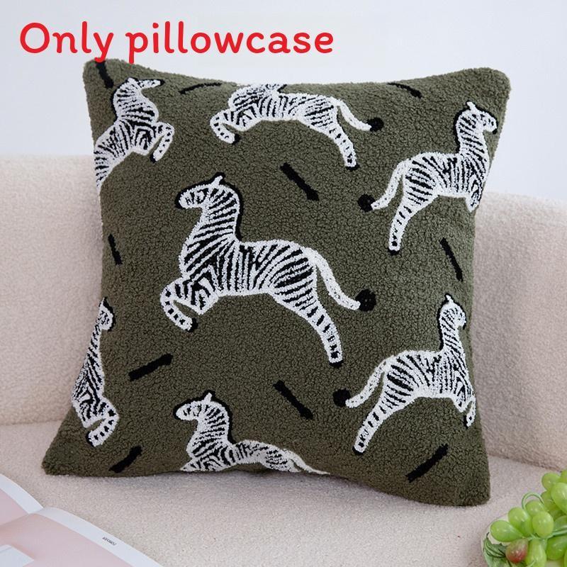Flower Zebra Checkered Line Tiger Pattern Plush Cushion For Bedroom Lounge And