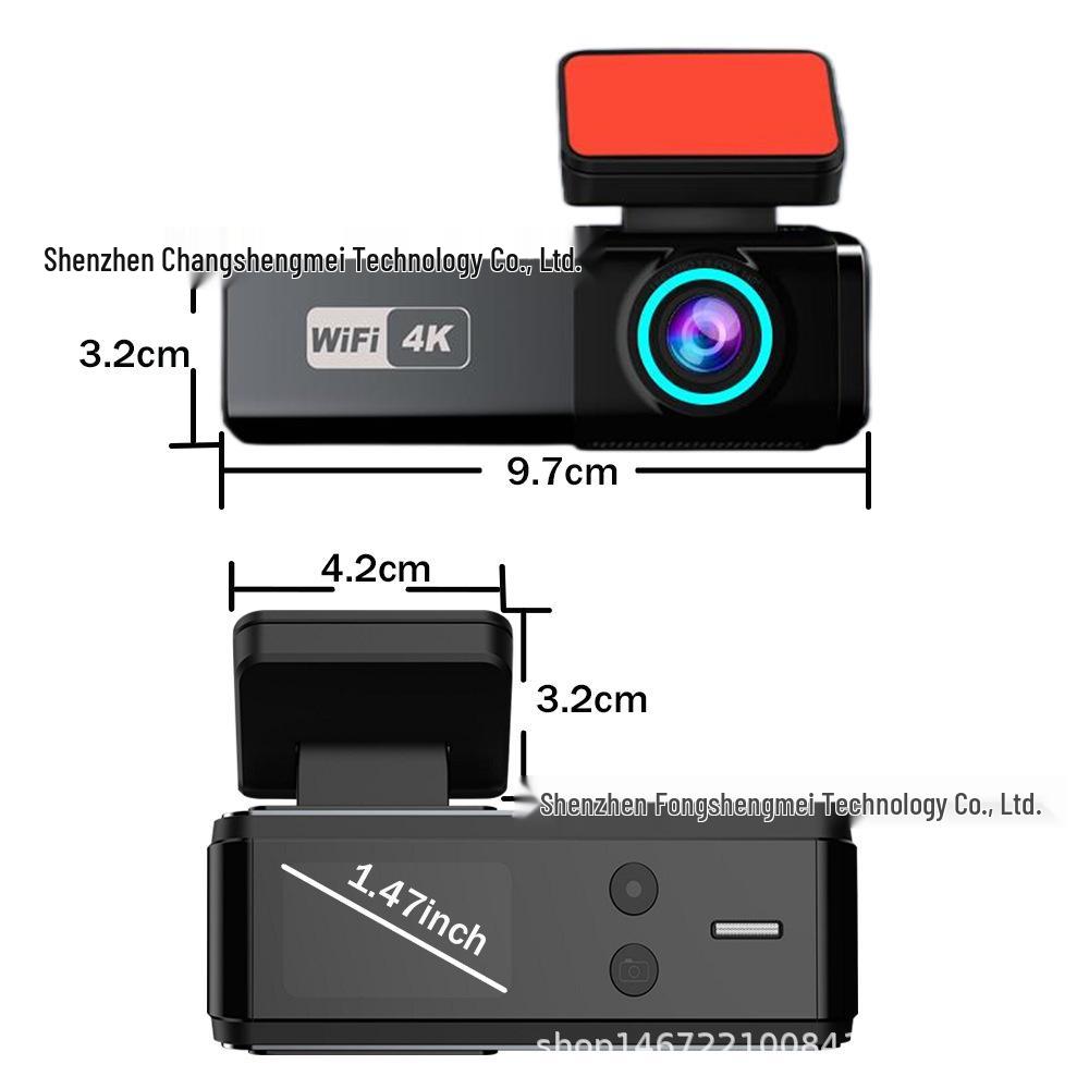 1.47-Inch 4K HD WIFI Dash Cam with GPS, Wireless Dual Lens for Front and Rear Recording