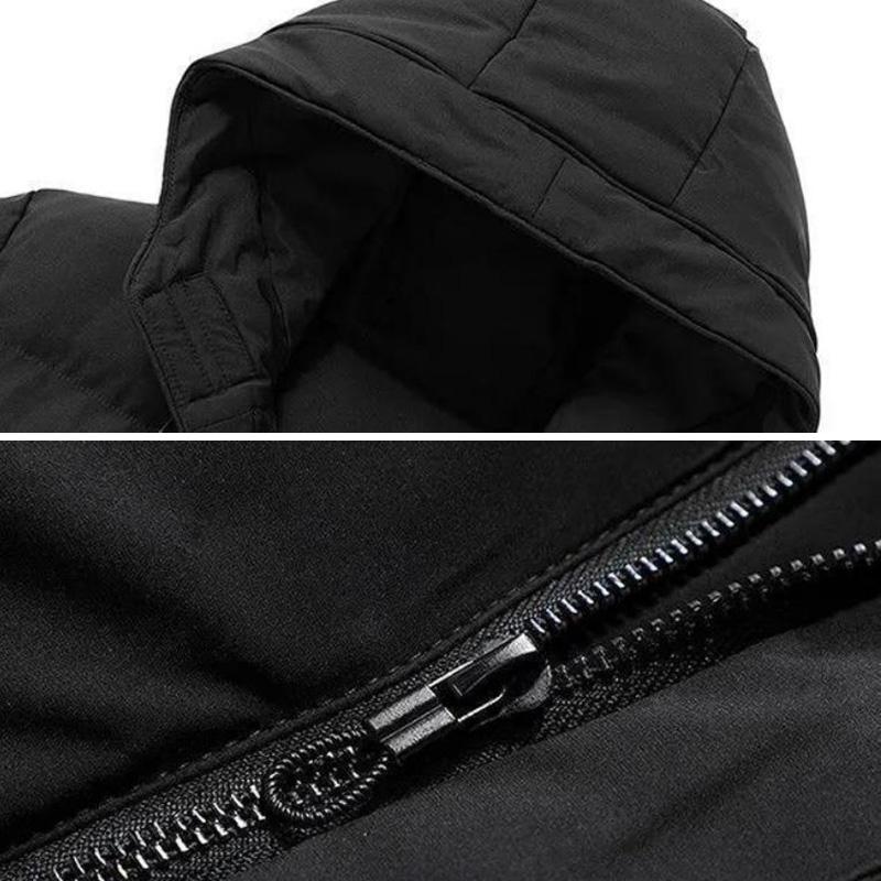 Men's Hooded Down Jacket Mid-length Winter Thick Warm Cotton Jacket Men's Casual Top Solid Color Coats Can Be Worn In Northern