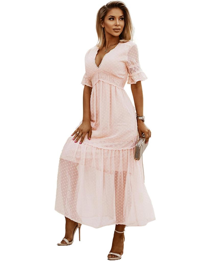 Azura Exchange Lace Trim Maxi Dress