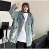 Spring Autumn Vintage Denim Jacket Three-dimensional Pocket Workwear Top Women Men High Street Coat Handsome Wash Jeans Coat
