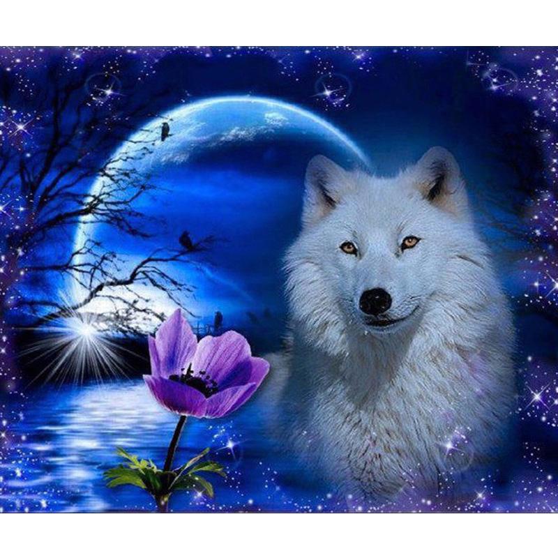 Animal Wolf DIY 5D Diamond Painting Full Round Drill Mosaic Diamond Embroidery Cross Stitch Rhinestones Handmade Gift Home Decor