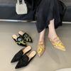 Retro Embroidery One-word Outer Wear Bag Head Flat Heel Slippers Summer New Pointed Muller Shoes Fashion Temperament Lazy Shoes Women