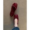 Sheepskin Version~ Genuine Leather Retro Pleated Bow Flat-bottomed Ballet Shoes Commuting Versatile One-pedal Shallow-mouth Single Shoes