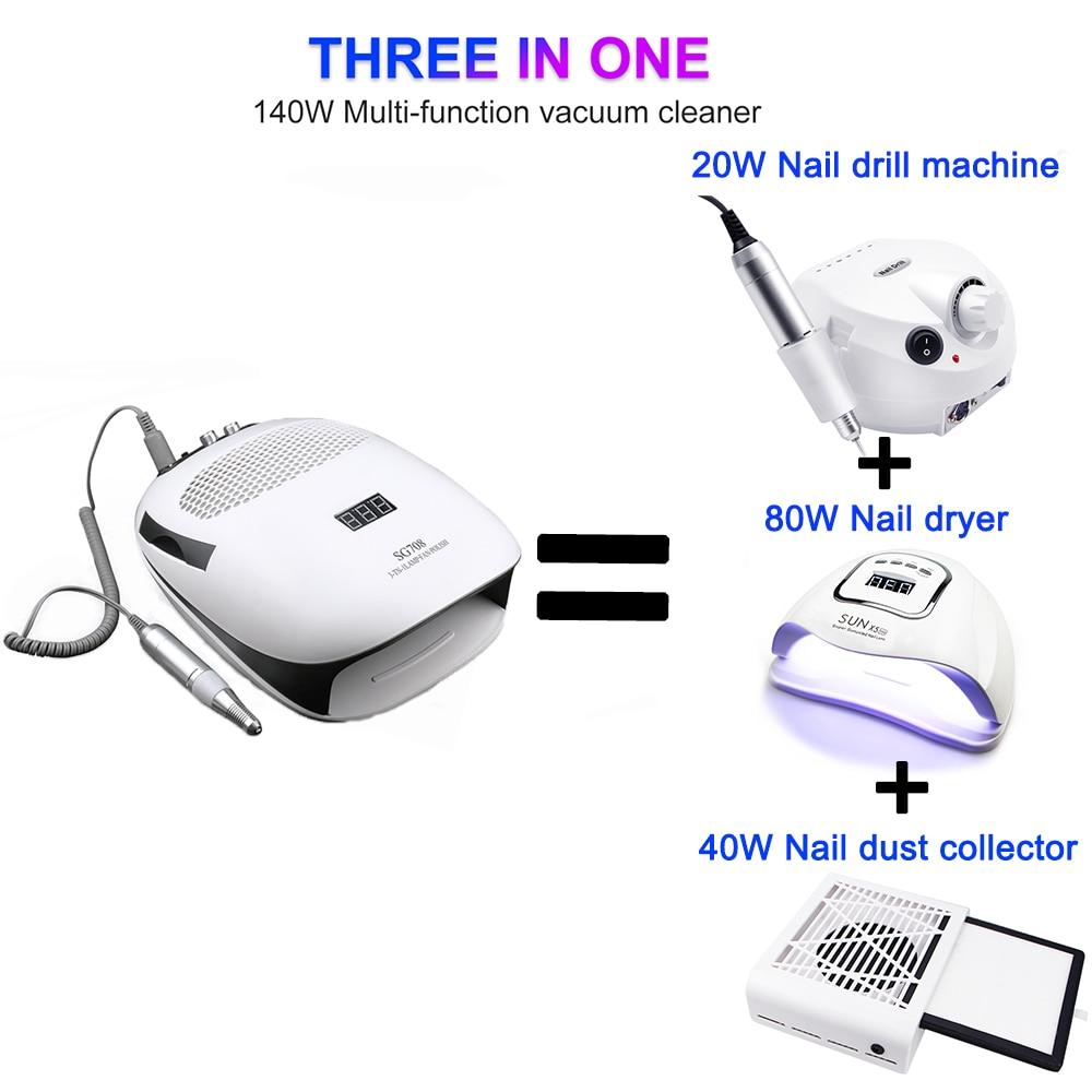 140W Manicure Machine with 30000Rpm Nail Drill Machine 80W Nail Lamp and 40W Vacuum Cleaner for Manicure Pedicure