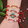 Year of the Snake Red Jade Circle Lucky Bracelet for Benming Year Gift | Unisex Transshipment Handwoven Rope