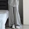 Gray Casual Sportswear Set: Women's Plus Size Autumn/Winter Korean-Style Sweatshirt & Sweatpants, 2-Piece