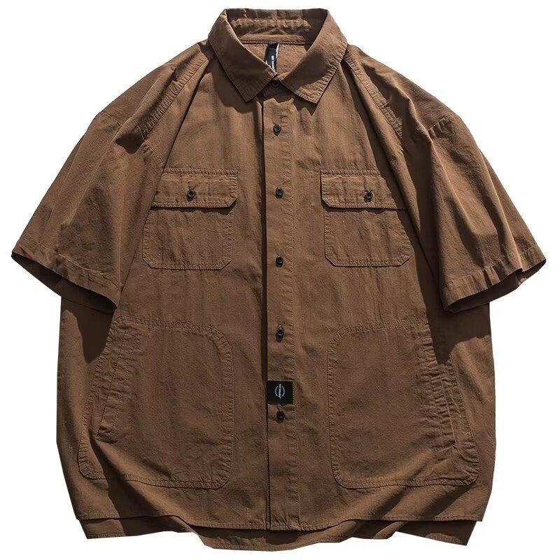 Retro Shirt Men'S Summer Outfit Hong Kong Style Student Loose And Niche Design Fun New Men'S Top For Outdoor Wear 2024