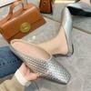 Large Size Woven Muller Shoes Women's Cool Slippers 2025 Spring and Summer New Square Head Flat Bottom Outer Wear Fashion Women's Slippers