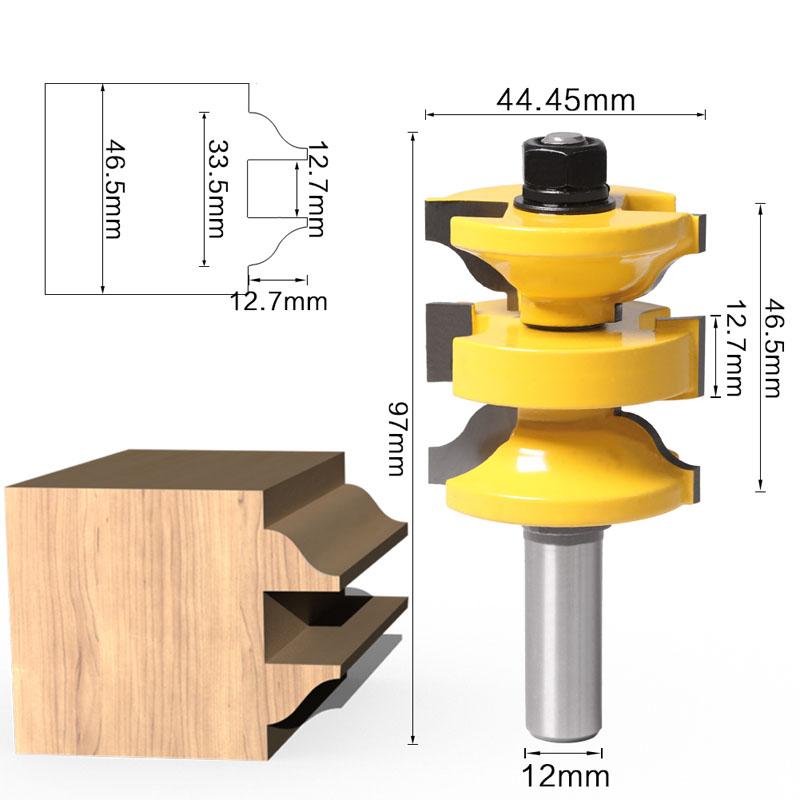 3pcs 8mm 12mm 1/2inch Shank Entry Interior Tenon Door Router Bit Set Ogee Matched R&S Router Bits Carving for Wood