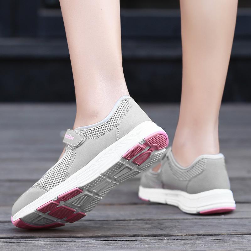 Autumn New Trendy and Fashionable Mother Casual Shoes Large Size Breathable Lightweight Solid Color Mesh Shoes for Women