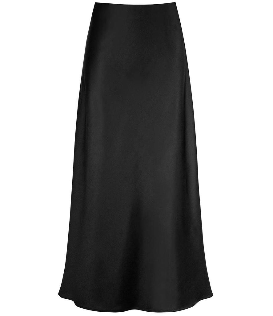 Elegant High Waist Fishtail Satin Midi Skirt for Women