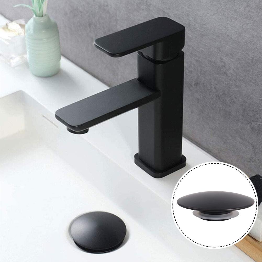 Matte Black Basin Waste Pop-Up Bathroom Sink Push Button Click Clack Plug 66mm