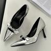 Fashion High Quality Patent Leather Women Pumps Sexy Pointed Toe Bow Design Thin High Heels Elegant Party Dress Shoes Zapatos De Mujer