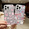 For iPhone 16 Pro Max 15 Pro 14 13 12 11 Phone Case Bowknot Floral Pattern Glitter Slim Shockproof TPU Clear Soft Edge Hard PC Back Cover