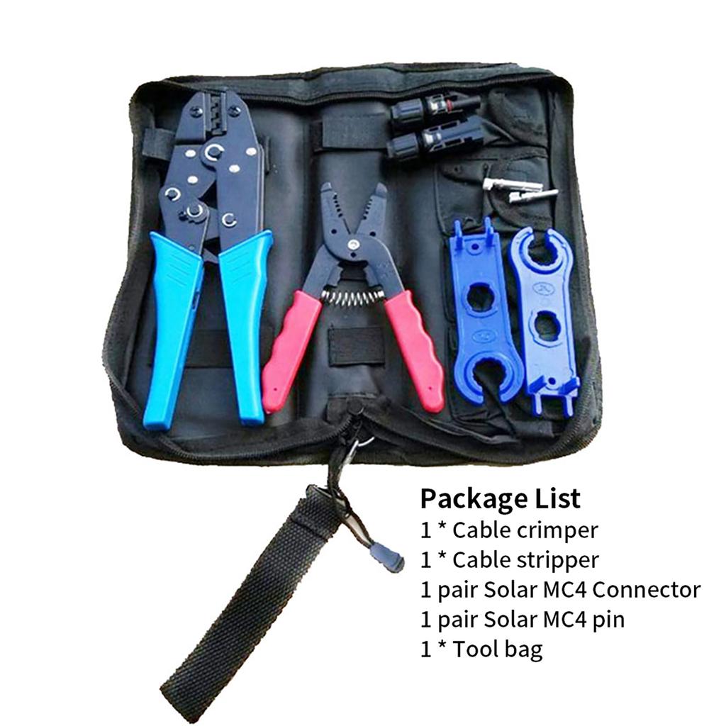 Solar Crimping Tools for Solar Panel PV Cable Include 1 Pair Solar Connector, Stripper, Spanner,