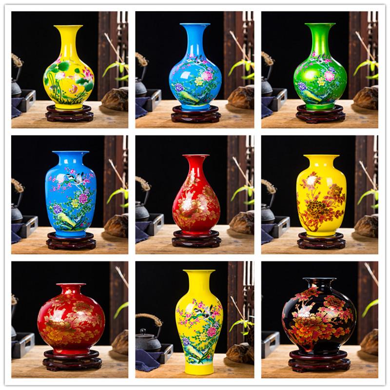 Chinese Style Ceramics Vase Jingdezhen Black Porcelain Crystal Glaze Flower Vase Home Decoration Accessories Handmade Vases