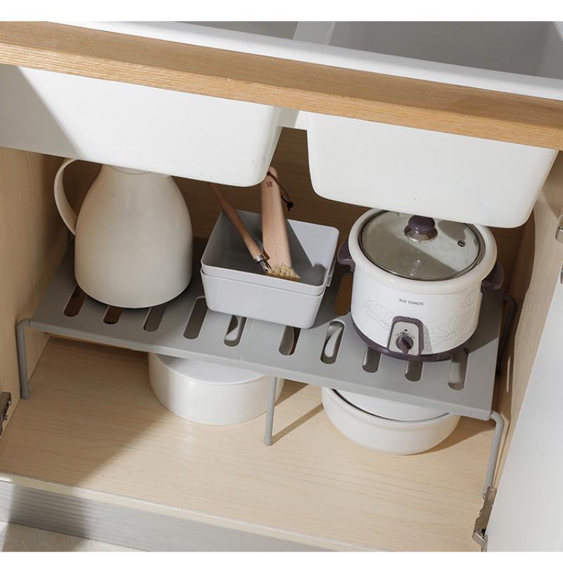 Plastic Cabinet Holders Retractable Stackable Kitchen Cabinet Storage Shelf Home Organizer Spice Rack Fit for Kitchen Bathroom