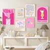 Trendy Champagne Gallery Wall Print Retro Colorful Posters Boho Pink Aesthetic Edgy Canvas Painting Dorm Teen Picture Room Decor