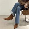 2025 Autumn New Popular Thin Heel Pointed Fashion Boots Women's French Fashion Temperament Versatile Retro Square Head Short Boots