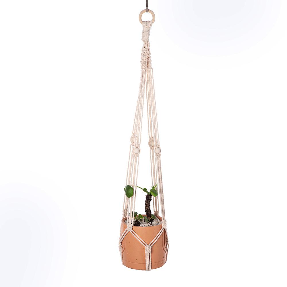Handmade Macrame Plant Hanger Indoor Hanging Planter Basket Woven Cotton Rope Flower Pot Crochet Plant Holder Stand for Decor
