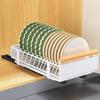 Bowl Dish Storage Rack Large Capacity with Adhesive Rail Pull Out Sliding Drawer Cabinet Organizer Detachable Drainage Plate Heavy Duty Slide Out