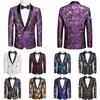 Mens Blazer Paisley Floral One Button Jacket Wedding Formal Coat