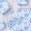 1set 20pcs Large Blue Floral Wrapping Paper Vintage Design Gift Tissue Art Paper for DIY Crafts Decor140