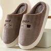 Cotton Slippers Women's Simple Winter Indoor Home Warm Non-Slip Fleece-lined Couple Warm Fur Slipper