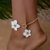 Elegant White Flower Anklet for Women Dainty Boho Beach Foot Jewelry