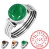 925 Sterling Silver Ring Women Gemstone Handmade Jewelry Halloween Gift Dragon Blood Jasper Garnet In Limestone Kiwi Quartz Victorian