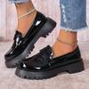 Fashion Plus Size 43 Patent Leather Loafers Women Spring 2025 Thick Bottom Platform Casual Shoes Woman Slip On Soft Sole Moccasins Mujer