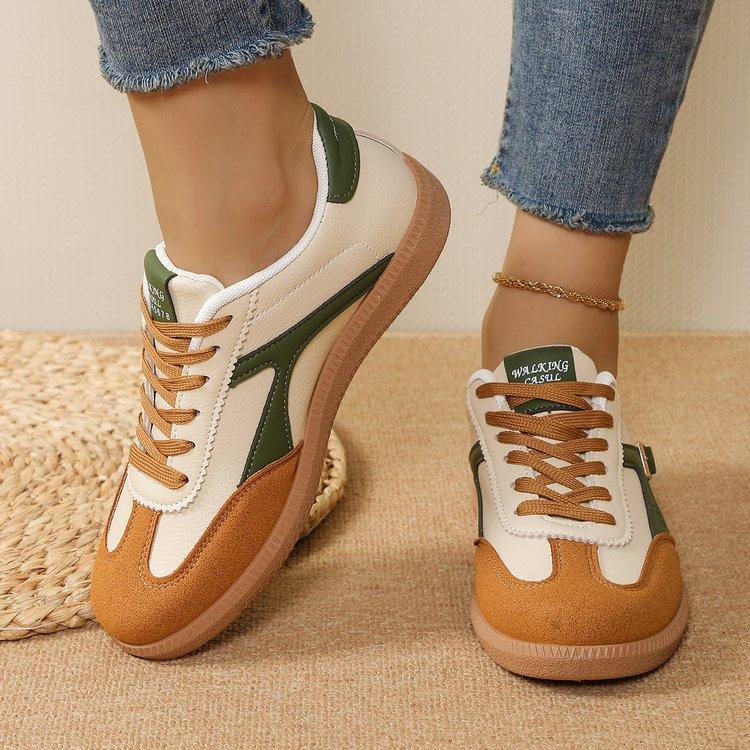Large Size Cross-strap Flat Bottom Round Head Casual Shoes Autumn New Soft Sole Comfortable Women's Single Shoes