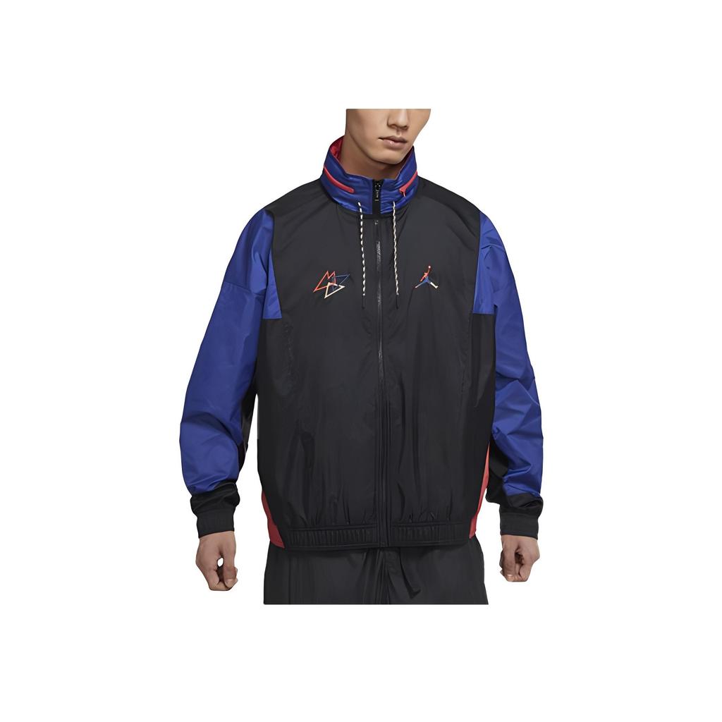Jordan Embroidered Logo Color-Block Sports Woven Jacket Men Outerwear Blue DN3404-010