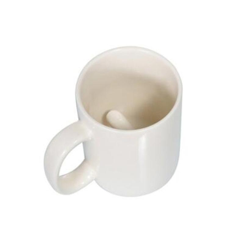 Creative Design White Middle Finger Mug Novelty Style Mixing Coffee Milk Cup Funny Ceramic Mug 300Ml Enough Capacity Water Cup