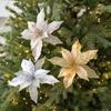 Fabric Plastic Xmas Decorative Flowers DIY Decoration Glitter Fake Flower Xmas Tree Decorations