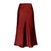 Elegant Temperament, High-quality Acetate Satin Elastic High-waist Split Mid-length Skirt