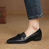Fashion Loafers Women Pumps 2025 New Spring Pointed Toe Slip-on Shoes Women Genuine Leather Low-heel Shoes Women Street Fashion Shoes
