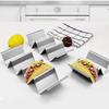 Stainless Steel Taco Holder Stand Reversible Holds 3 or 2 Tortillas Stackable Rack for Easy Storage Triangular Interior Prevents Spills Non-Stick