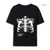Women T-shirt Short Sleeve Streetwear Blsack Tops Skeleton Print Grunge Gothic Oversized  T-shirt  Streetwear Women's  T-shirt