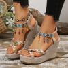 Women's Sandals Wedge Open Toes Side Cutout Platform Sandals High Heels Anti-slip Leisure Fashion Shoes Women Sandalias De Mujer