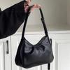 Новая простая черная сумка через плечо для женщин, текстура, мягкая кожа, сумка на одно плечо, корейская мода, универсальные повседневные сумки