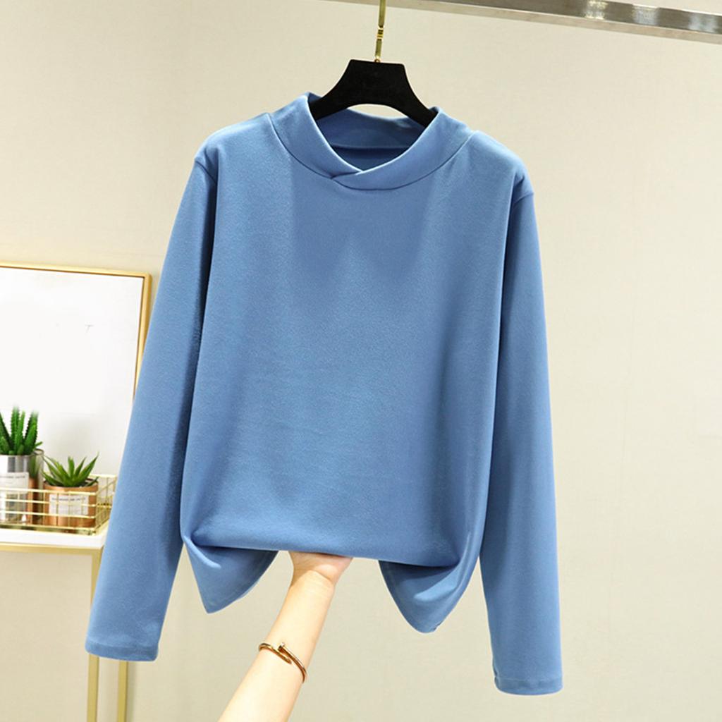 Ladies' Loose Comfortable Casual Fashionable And Warm Underwear With Seamless Cross Collar And Thick Velvet Large Size Top