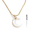 Waterproof Shell Zircon Moon Chic Necklace Pendant Stylish Unique PVD Plated Charm Delicate Korean Jewelry Wholesale