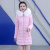 New Supply Wavy Cotton-padded Jacket Women's Long Slim Autumn and Winter Fur Collar Hooded Cotton-padded Jacket.