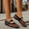 Fashion Round Head Mesh One-line Buckle Ballet Single Shoes New Full Flash Flat Hollow Mary Jane Sandals Fishnet Shoes