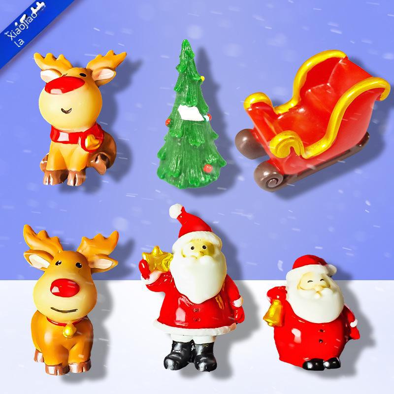Resin Christmas Ornaments: Santa Claus & Elk Micro Landscape Decorations for Aquarium & New Year