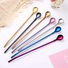 Long Twisted Straw Spoon Portable Gold Tea Scoop Reusable Colored Stainless Steel Straws Cocktail Coffee Stirring
